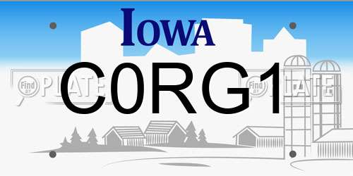 C0RG1 Iowa License Plate