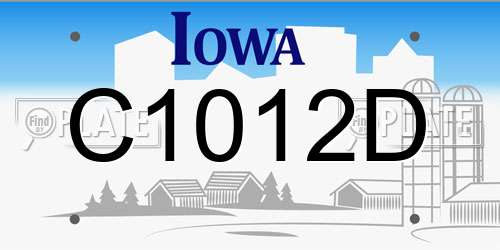 C1012D Iowa License Plate