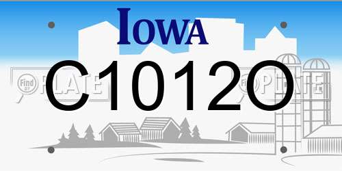 C1012O Iowa License Plate