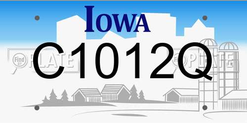 C1012Q Iowa License Plate