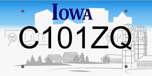 C101ZQ Iowa License Plate