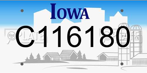C116180 Iowa License Plate
