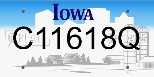 C11618Q Iowa License Plate