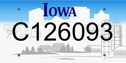 C126093 Iowa License Plate