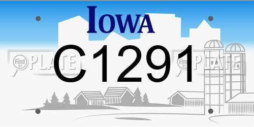 C1291 Iowa License Plate