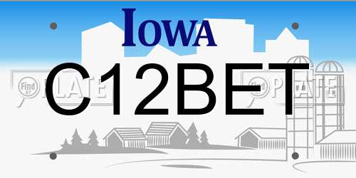 C12BET Iowa License Plate