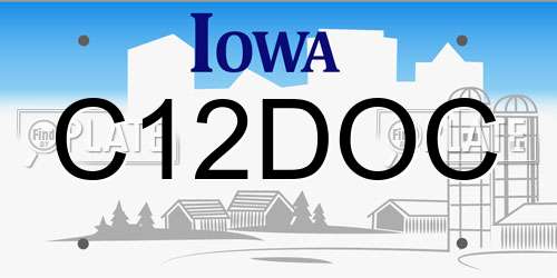 C12DOC Iowa License Plate