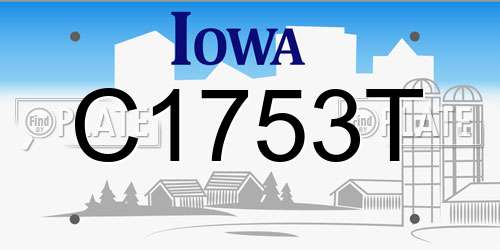 C1753T Iowa License Plate