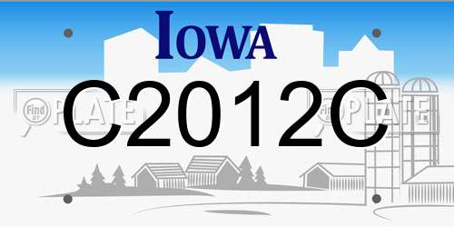 C2012C Iowa License Plate