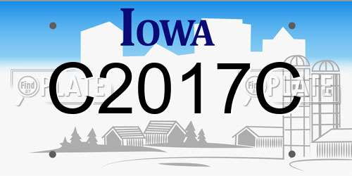 C2017C Iowa License Plate