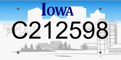 C212598 Iowa License Plate