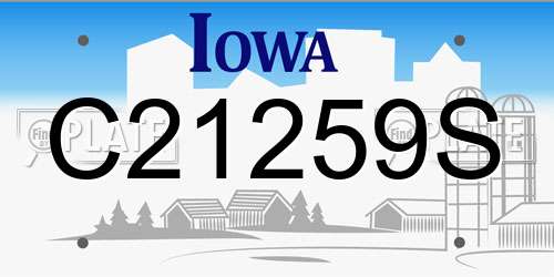 C21259S Iowa License Plate