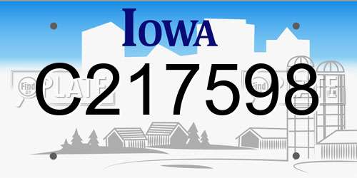 C217598 Iowa License Plate