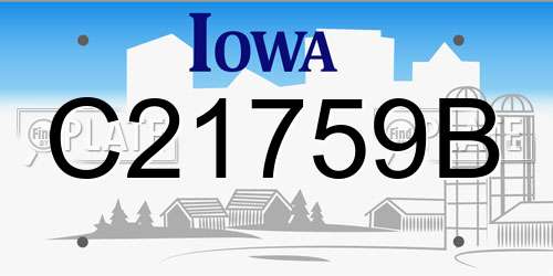 C21759B Iowa License Plate