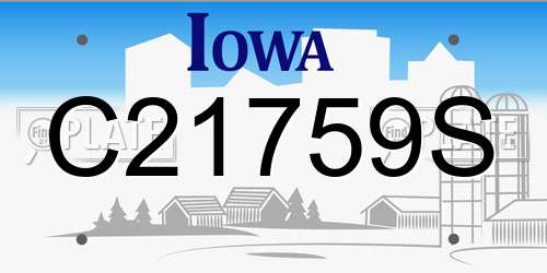 C21759S Iowa License Plate