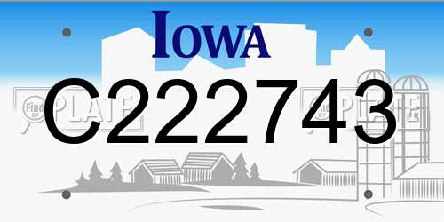 C222743 Iowa License Plate