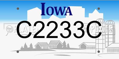 C2233C Iowa License Plate