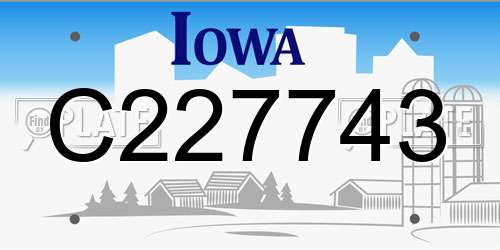 C227743 Iowa License Plate