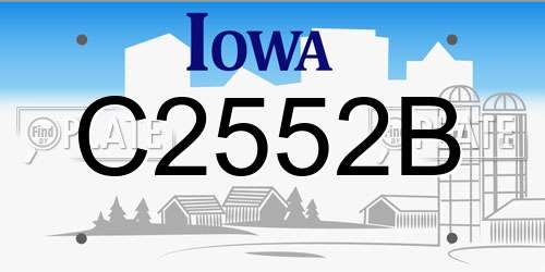 C2552B Iowa License Plate