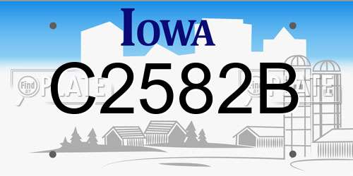 C2582B Iowa License Plate