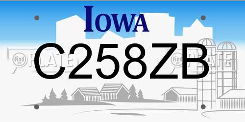 C258ZB Iowa License Plate