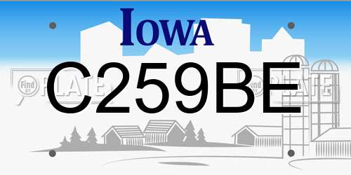 C259BE Iowa License Plate