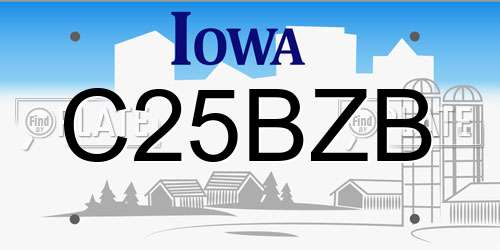 C25BZB Iowa License Plate