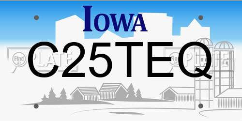 C25TEQ Iowa License Plate