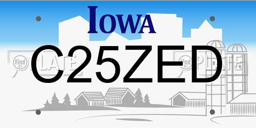 C25ZED Iowa License Plate