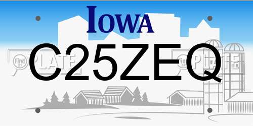 C25ZEQ Iowa License Plate