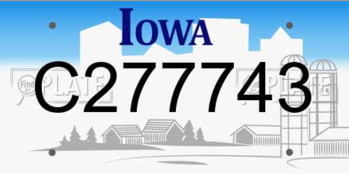 C277743 Iowa License Plate