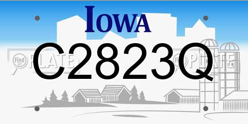 C2823Q Iowa License Plate