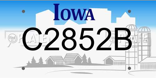 C2852B Iowa License Plate