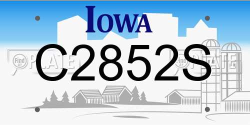 C2852S Iowa License Plate