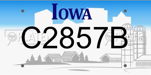 C2857B Iowa License Plate