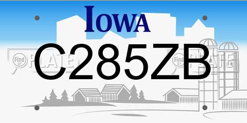 C285ZB Iowa License Plate