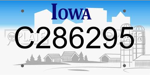 C286295 Iowa License Plate