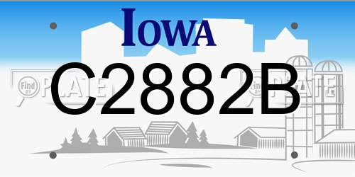 C2882B Iowa License Plate