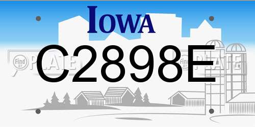 C2898E Iowa License Plate