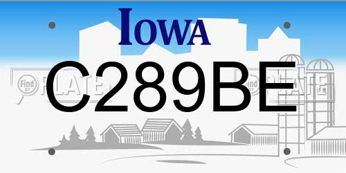 C289BE Iowa License Plate