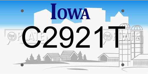 C2921T Iowa License Plate
