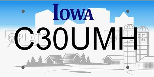 C30UMH Iowa License Plate
