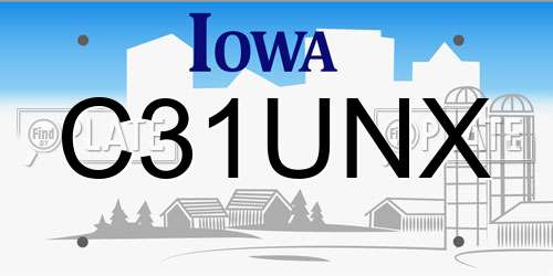 C31UNX Iowa License Plate