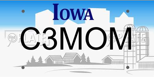C3MOM Iowa License Plate