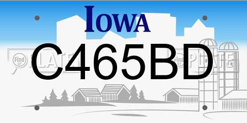 C465BD Iowa License Plate