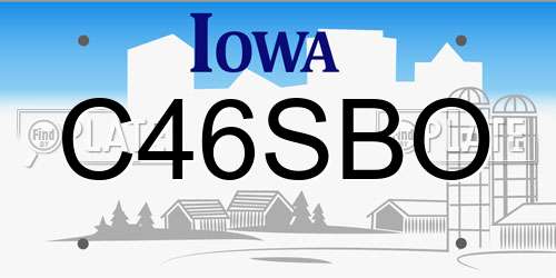 C46SBO Iowa License Plate