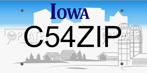 C54ZIP Iowa License Plate