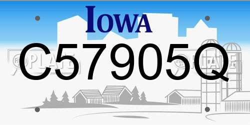 C57905Q Iowa License Plate