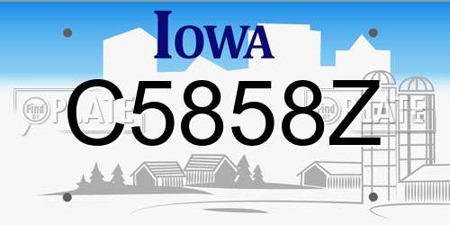 C5858Z Iowa License Plate