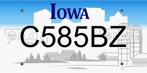 C585BZ Iowa License Plate